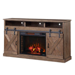 ZUN Bridgevine Home Farmhouse 66 inch Electric Fireplace TV Stand for TVs up to 80 inches, Barnwood B108P160225