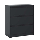 ZUN Lateral File Cabinet 3 Drawer, Black Filing Cabinet with Lock, Lockable File Cabinet for Home 21101666