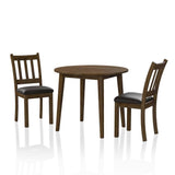 Cozy 3pc Set Round Table And 2x Side Chairs Walnut, Dark Brown Transitional Solid wood B011P162633