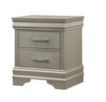 ZUN 1pc Modern Glam Style Two Drawers Nightstand Champagne Finish Solid Wood Crystal-Like Diamond Tufted B01181332