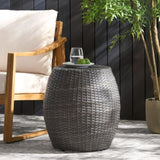 Outdoor Wicker 14.00" Patio Side Table 60746.00GRY