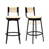 Creamy White Bar Stools Swivel Counter Chairs with Metal Frame Set of 2 Hand Woven Paper Rope Dining W1757P144565