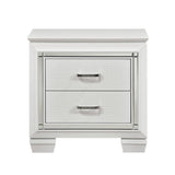 Glamorous Design Bedroom Furniture 1pc Nightstand of 2x Drawers White Finish Faux Alligator Embossed B01165196