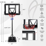 ZUN Portable Basketball Hoop Outdoor, 4.25FT-10FT Height Adjustable Basketball Goal, Shatterproof W2135126710