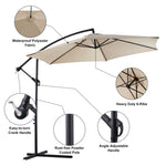 ZUN 10ft Cantilever Patio Umbrella, Offset Hanging Outdoor Table Umbrella with Tilt Crank, 6 Sturdy 19848697