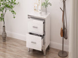 Elegant High Gloss Nightstand with Metal Handle,Mirrored Bedside Table with 2 Drawers for 20717890
