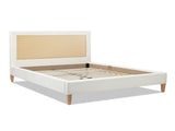 Haley Upholstered Cane-Back Platform Bed, Queen, Antique White Polyester B2719P238201