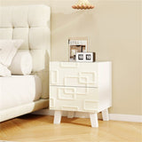 White Modern Nightstand Side Table with Drawers 17641340