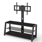 Wooden Storage TV Stand Black Tempered Glass Height Adjustable Universal Swivel Entertainment Center W241P300328
