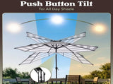 9 Ft Striped Outdoor Patio Umbrella with Tilt, Black and White 62497367
