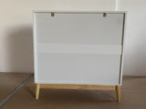 Nordic Style 3-Drawer Storage Cabinet, Modern White Chest of Drawers with Rose Gold Handles & Solid W808P390786