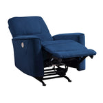 ZUN Modern Living Room 1pc Power Rocker Reclining Chair Blue Velvet Upholstery Solid Wood Frame Luxury B011P204080