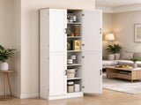 Freestanding 4-Door Kitchen Pantry Cabinet, Large Storage with Adjustable Shelves & Doors 91423401