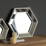 20" x 18" Hexagon Wall Mirror with Contemporary Glass Design, Home Decor Accent Mirror for Living W2078124352