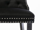 Contemporary Velvet Upholstered Barstools with Button Tufted Decoration and Wooden Legs, and Chrome W1143P177253