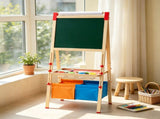 3-in-1 Kids Art Easel, Wooden Double-Sided Magnetic Whiteboard & Chalkboard with Paper Roll, 54340008