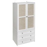 ZUN 2-Door Wardrobe with 3 Drawers High Wardrobe Armoire With 2 Rattan Door For Living Room, Bedroom W2232P162480