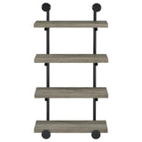 ZUN Black and Grey Driftwood Metal 24-inch Wall Shelf B062P153482