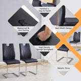 ZUN Black PU Dining Chair Set.Uniquely designed black dining chairs. PU material, paired with silver W2920P225022