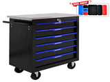 6 DRAWERS MULTIFUNCTIONAL TOOL CART WITH WHEELS-BLACKBLUE W1102P182235