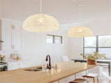 Height-Adjustable Farmhouse Rattan Pendant Lights with Adjustable Hanging Rope 64200391