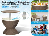 Outdoor Cooler Table, Height-Adjustable Outdoor Cool Bar w/ 8 Gallon Beer and Wine Cooler, 90343573
