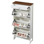 ZUN Shoe Storage Cabinet with 3 Flip Drawers&1 Drawer, Slim Freestanding Storage Racks for Entryway, W2948P245239