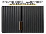 2-Door 3-Tier Slatted-Front Bathroom Wall Cabinet Melamine-Faced MDF 22.8*8*24.5in Black 32886927