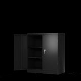 ZUN Metal Storage Cabinet with 2 Doors and 2 Shelves, Lockable Steel Storage Cabinet for Office, Garage, 73262502