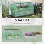 ZUN 6' x 3' Galvanized Raised Garden Bed with Mini PE Greenhouse Cover, Outdoor Metal Planter Box with 2 W2225142609