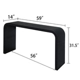 Black wood Console Table, 59in Entryway Table, Curved Waterfall-style Table,Console table with wood W2729P239168