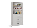 3-layer with 2 USB 2 plugs US standard 3 drawers Triamine board 60*23.5*180cm display cabinet white 52740664