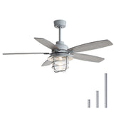 52-Inch Cement Grey Ceiling Fan With E26 Light,Glass Lampshade,5 Plywood Blades,Noiseless DC Motor,6 W934P360365