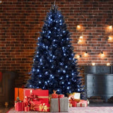 Artificial 6ft Black LED-lit Christmas Tree with 1460PE/PVC Mixed Branch Tips,Hinged Premium & 18841472