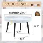 ZUN Elegant White Marble Pattern Round Coffee Table - Diameter 23.6 Inches, Exquisite Suction Molding W2920P226081