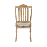 Traditional Farmhouse Style Chairs Set of 2, Wheat Finish Textured Fabric Upholstered Vertical B011P239563