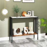 Modern Industrial Console Table - 2-Tier Design, Sintered Stone Tabletop with Anti-Slip Bumpers, 95020165