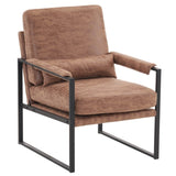 Single Iron Frame Chair Light Brown Technology Fabric Indoor Leisure Chair 43319375