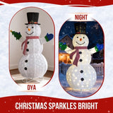 5.7FT Lighted Snowman Holding Small Tree Christmas Yard Decorations, Pre-lit Pull Up Snowman with 05791753