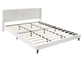 King Size Bed Frame with 55.5"High Back Upholstered Headboard,Boucle Fabric,12 Slat W1716P335678