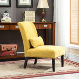 Pisano Contemporary Chenille Fabric Armless Accent Chair with Pillow, Yellow T2574P164518
