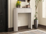 TREXM Entryway Table with Fluted Design, Modern Console Table with Storage, Oval Top and 2 Drawers N715P233435A