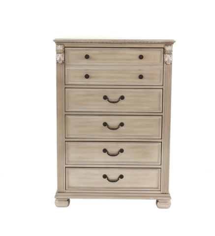 ZUN Antique Silver 1pc Chest Of Drawers Storage Bedroom Furniture Traditional Classic Style Chest B011P238882