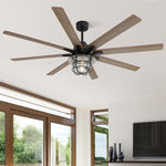 ZUN Modern 66 Inch Ceiling Fan With 6 Speed Wind 8 Blades Remote Control Reversible DC Motor With Light W934P189487