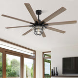 ZUN Modern 66 Inch Ceiling Fan With 6 Speed Wind 8 Blades Remote Control Reversible DC Motor With Light W934P189487