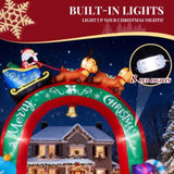 10FT Lighted Christmas Inflatable Archway, Inflatable Arch with Reindeer Pulling Santa's Sleigh, 68877325