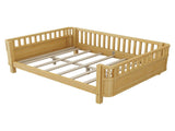 Full Size Wood Platform Bed for Kids, Wood Low Profile Full Bed with Rails for Girls and Boys, W2593P445130