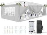 10'x20' Instant Pop Up Canopy Tent White, 6 Side Panels 2 Doors 4 Mesh Windows, 28/22mm Powder 16932218