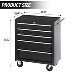 ZUN 5-Drawer Rolling Tool Chest w/Lock & Key, Tool Storage Cabinet with Wheels, Top Cushion & Drawer 34794429