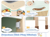 Green wooden children's play kitchen, interactive light/sound stove, with microwave/oven/blackboard 57607355